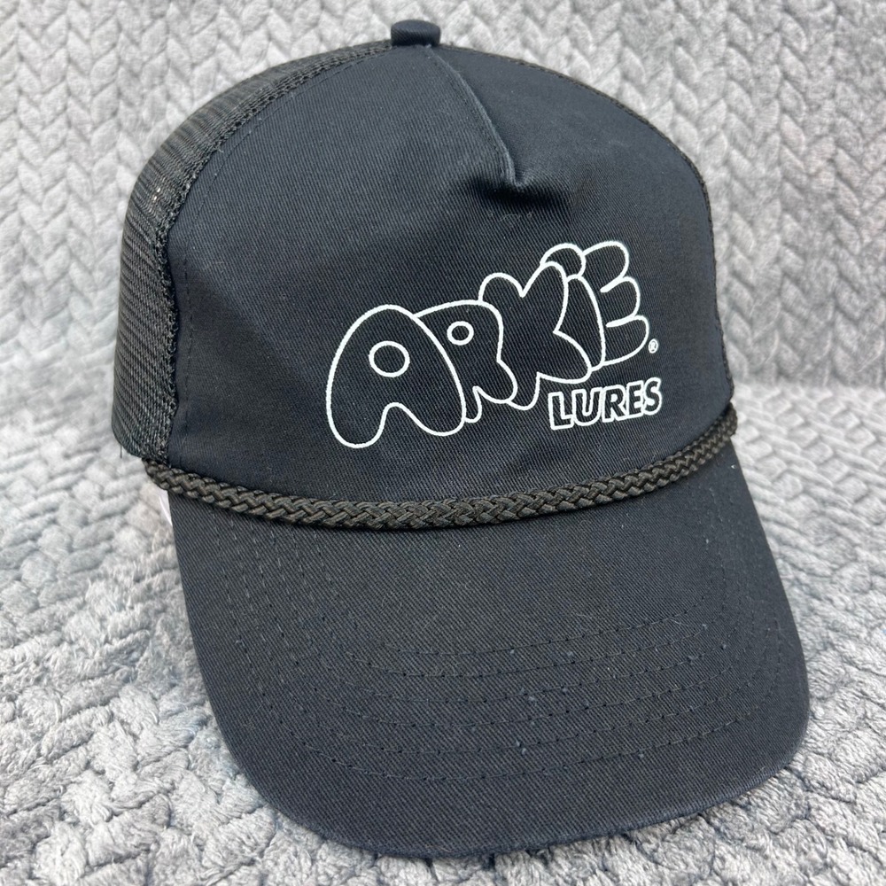 Arkie Lures Mens Black Port Authority Trucker Hat Rope Snapback OSFA